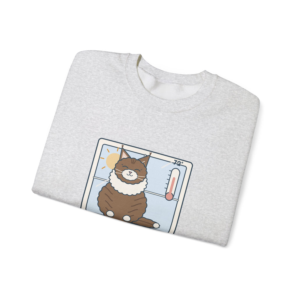 Norwegian Forest Cat Crewneck Sweatshirt - Wears a Winter Coat to the Windowsill