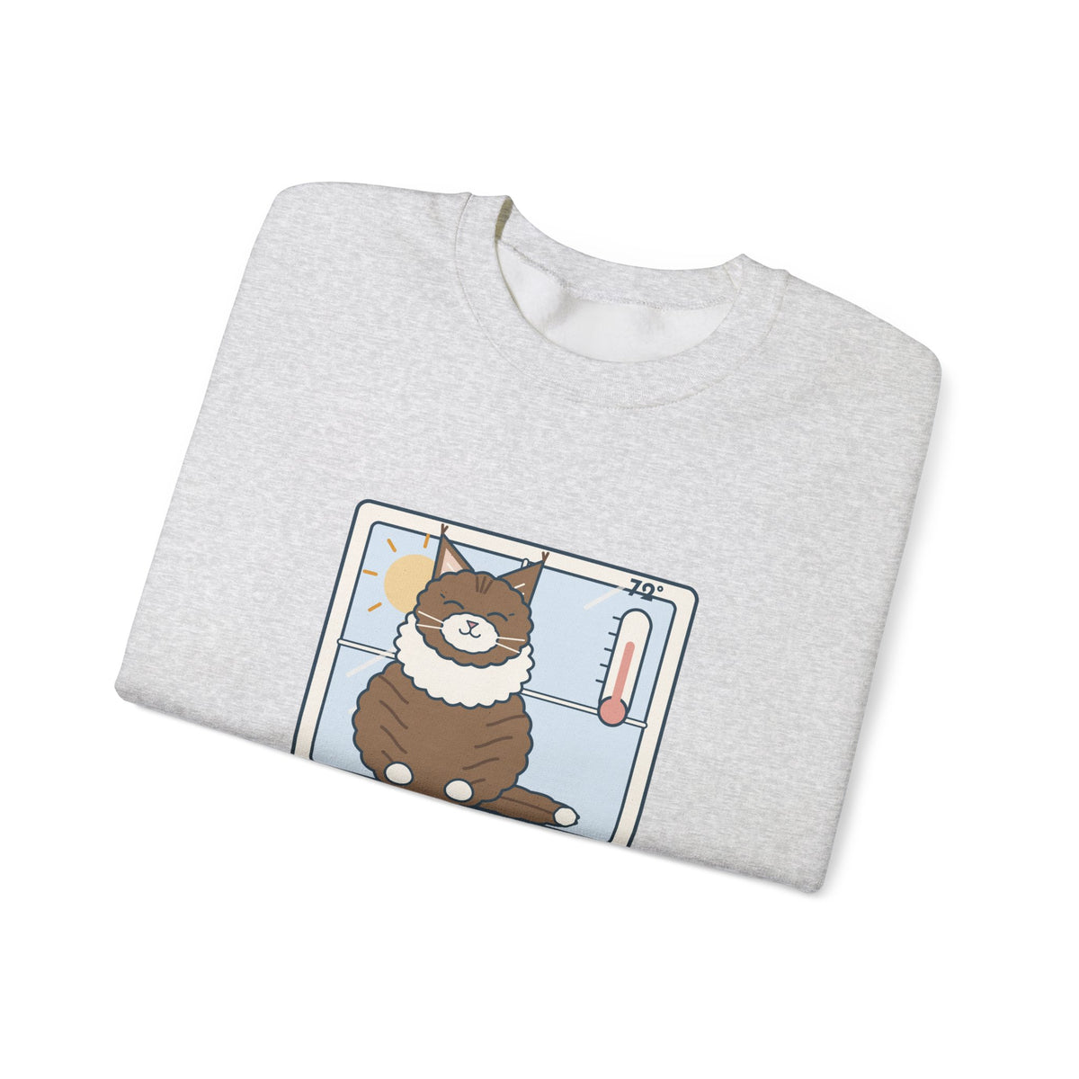 Norwegian Forest Cat Crewneck Sweatshirt - Wears a Winter Coat to the Windowsill