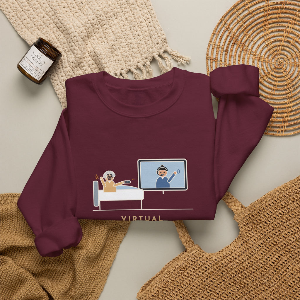 Virtual Nurse Crewneck Sweatshirt - Hello From the TV, Wave Back at the Remote