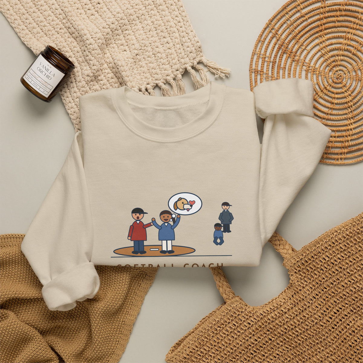 Softball Coach Sweatshirt, Called Time for a Mound Visit, Heard All About Her New Puppy, Funny Mound Visit Crewneck