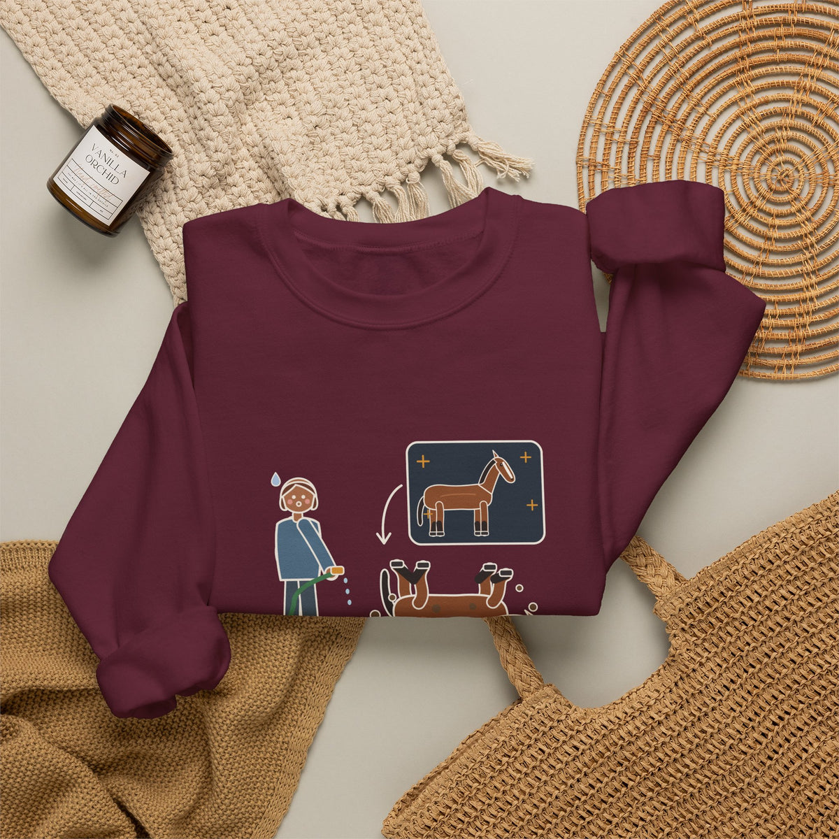 Horse Lover Crewneck Sweatshirt - Every Bath Ends in a Mud Roll