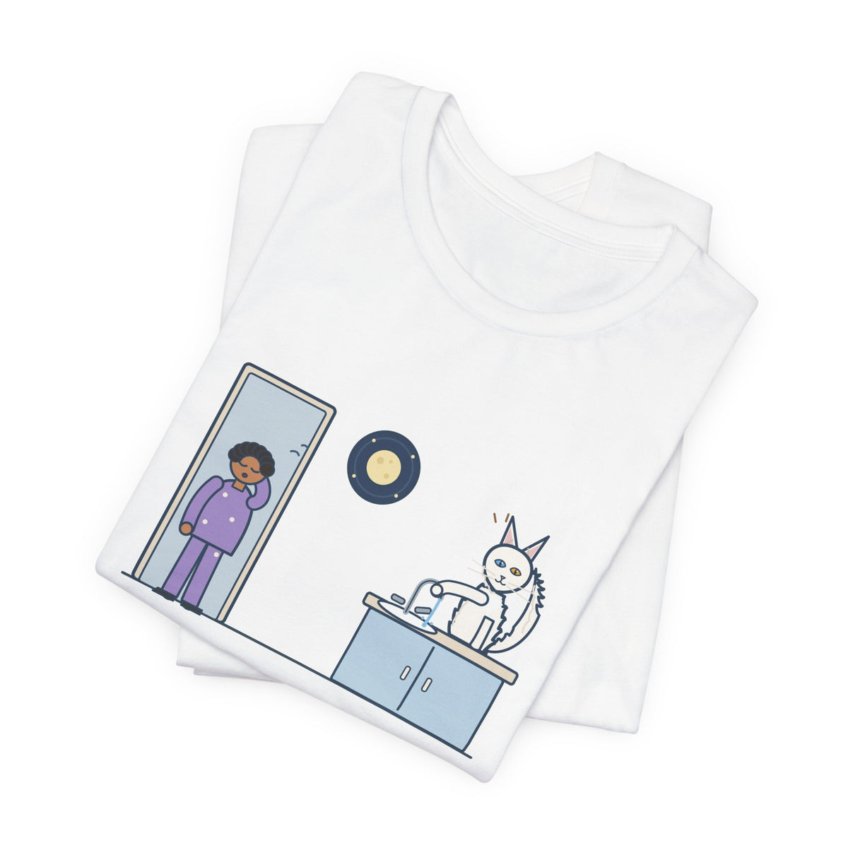 Turkish Angora Cat T-Shirt - Turned On the Bathroom Faucet by Himself at Two A.M. Funny Cat Tee