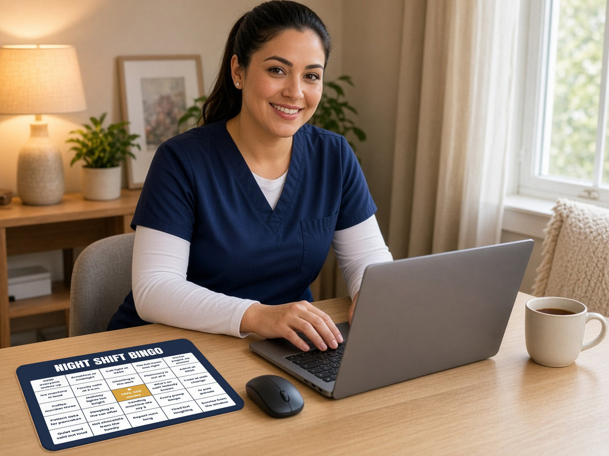 Night Shift Nurse Bingo Mouse Pad, lifestyle photo 1