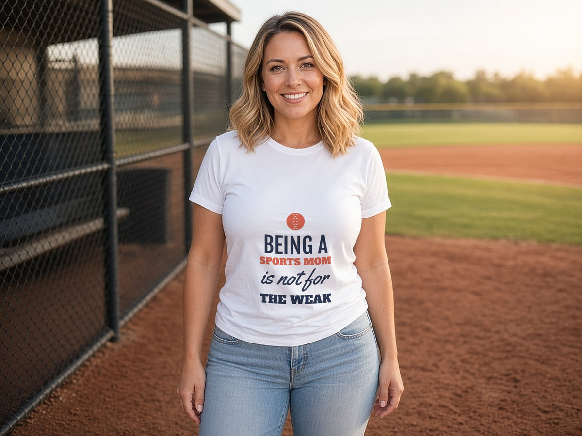 Being A Sports Mom Is Not For The Weak T-Shirt, Funny Sports Mom Shirt, lifestyle photo, White