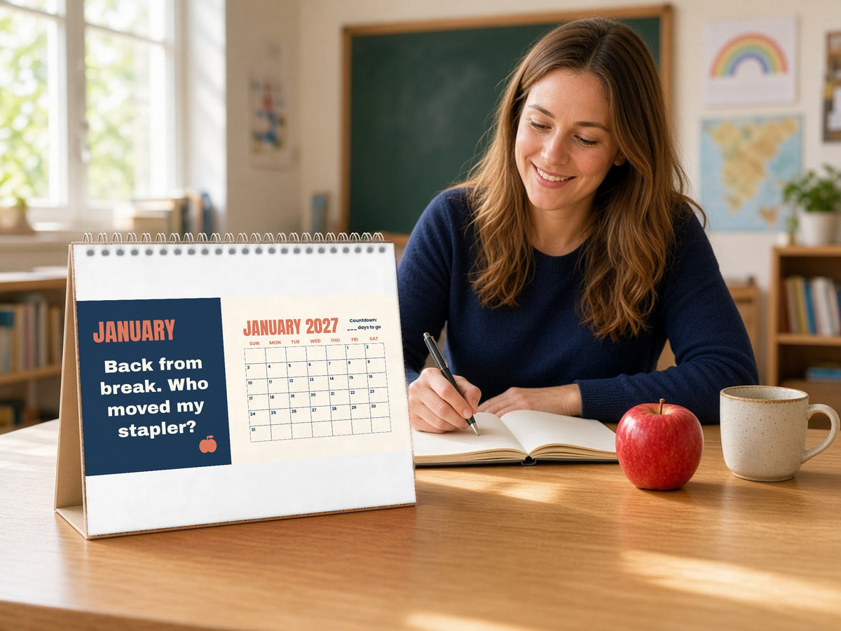 Teacher Countdown Desk Calendar 2027 - Funny Teacher Gift, lifestyle photo 1