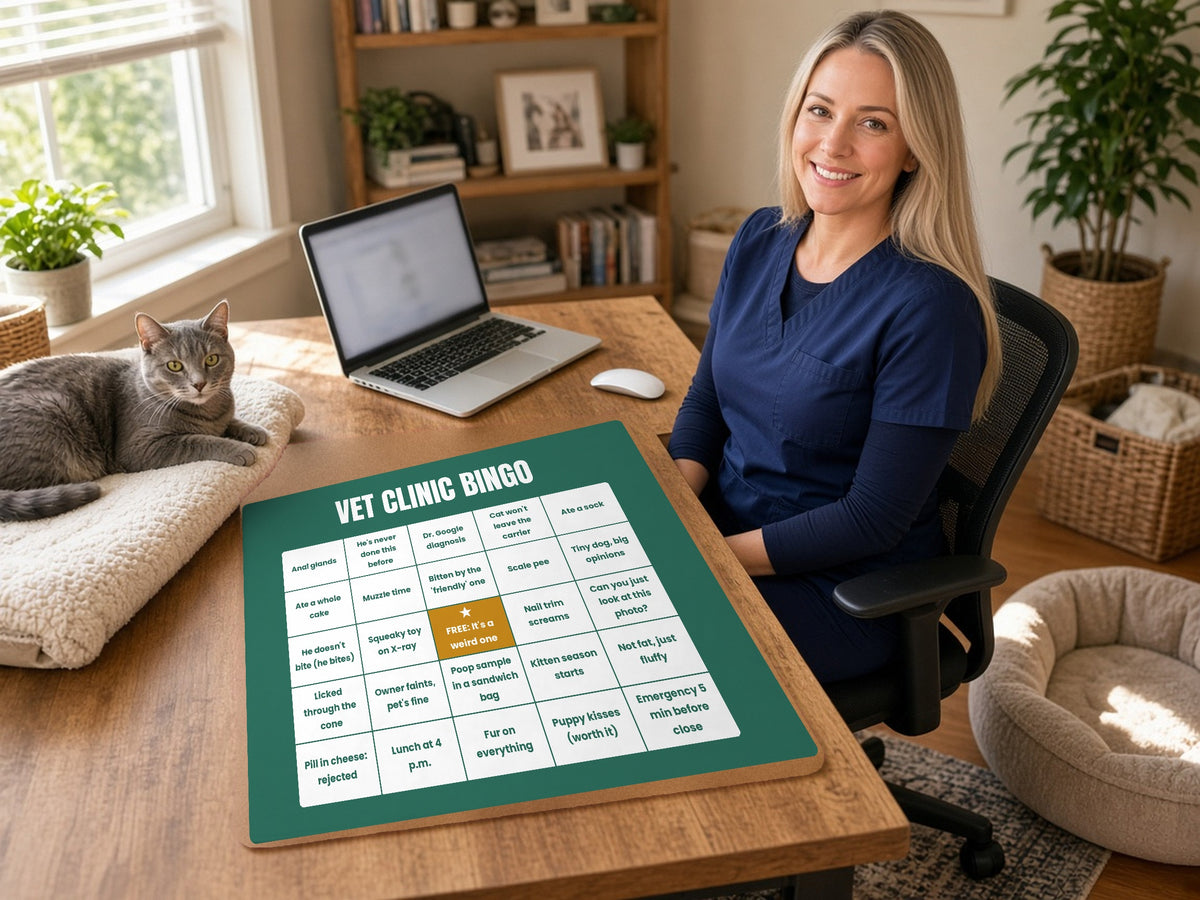 Vet Clinic Bingo Desk Mat - Funny Vet Tech Gift, lifestyle photo 1