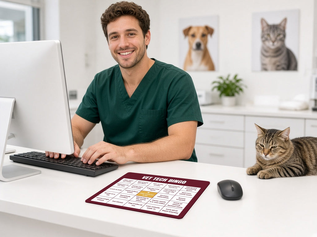 Vet Tech Bingo Mouse Pad, lifestyle photo 1