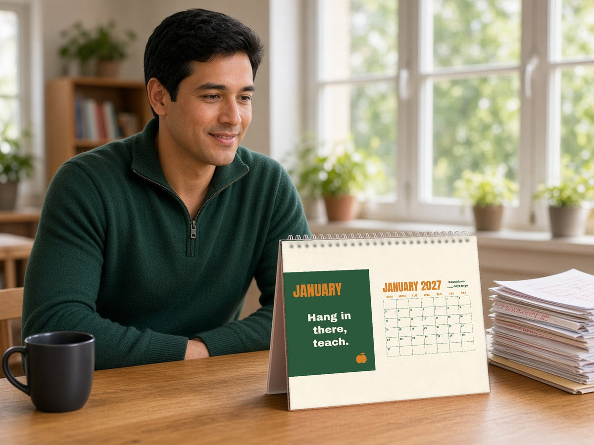 Teacher Desk Calendar 2027 - Hang In There, Teach, lifestyle photo 1