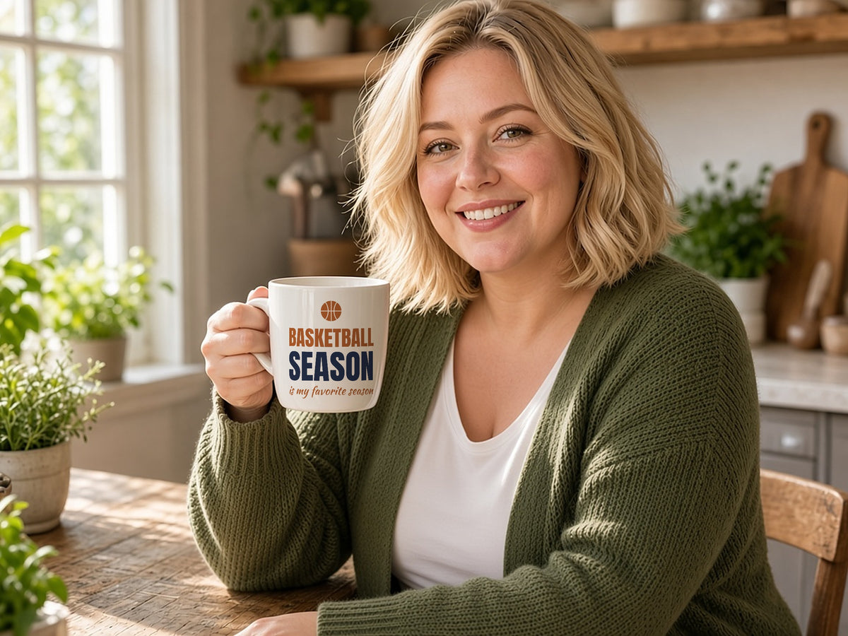 Basketball Season Is My Favorite Season Mug, Basketball Fan Coffee Mug, lifestyle photo