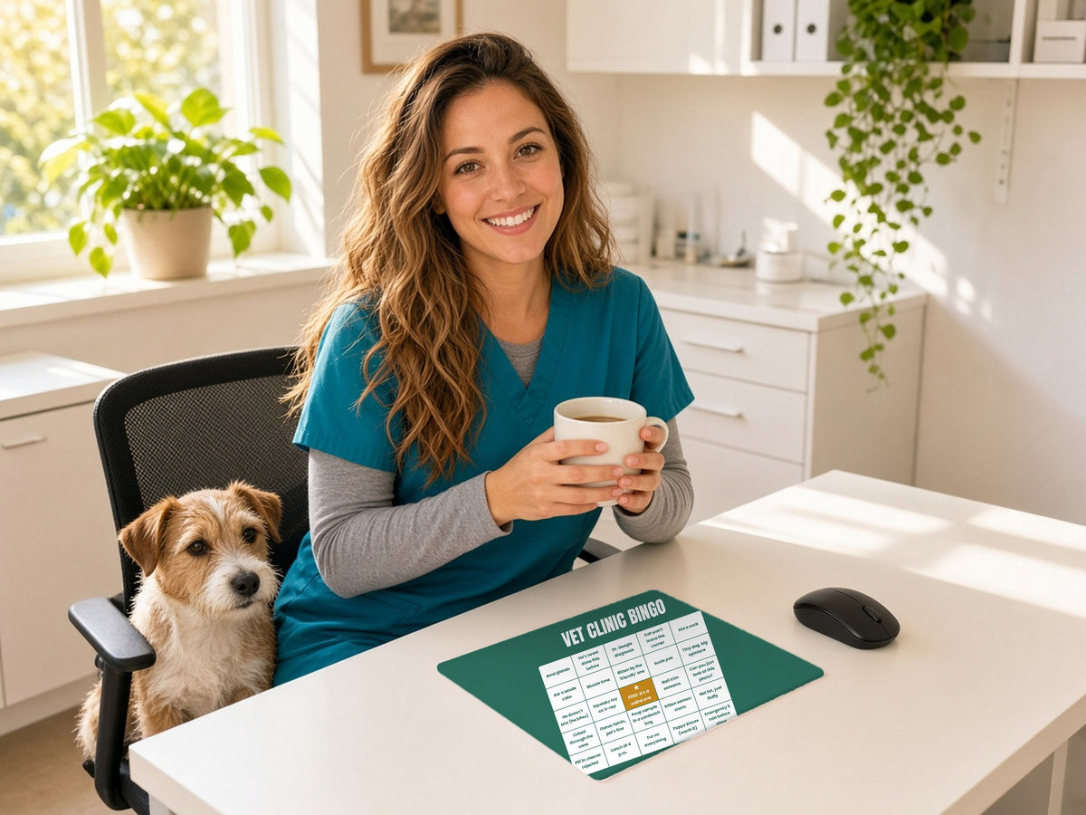 Vet Clinic Bingo Mouse Pad - Funny Vet Tech Gift, lifestyle photo 1