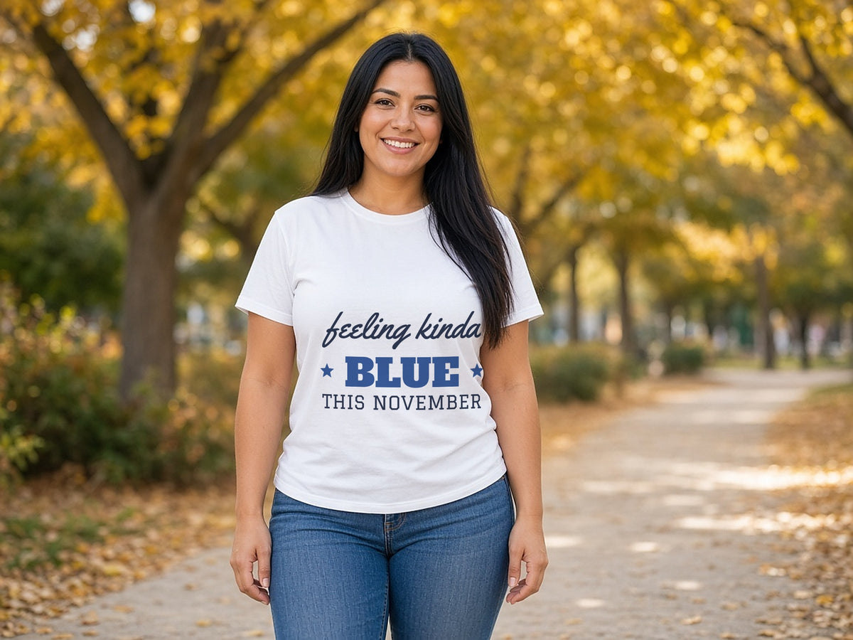 Feeling Kinda Blue This November T-Shirt, Democrat Voter Shirt, lifestyle photo, White