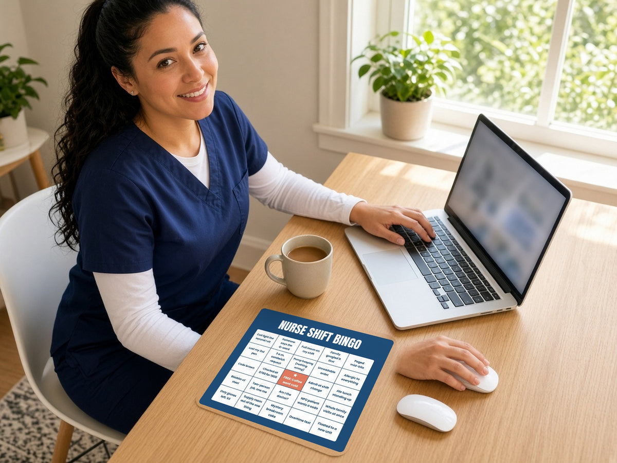 Nurse Shift Bingo Mouse Pad - Funny Nurse Gift, lifestyle photo 1