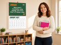 Funny Teacher Wall Calendar 2027 - Running on Coffee & Hall Passes, lifestyle photo 1