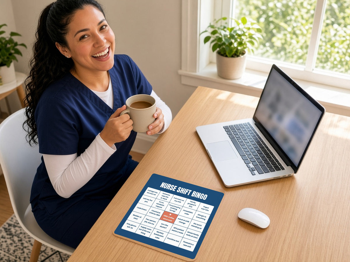Nurse Shift Bingo Mouse Pad - Funny Nurse Gift, lifestyle photo 2