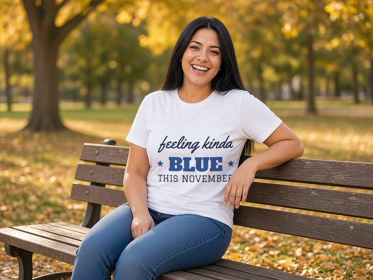 Feeling Kinda Blue This November T-Shirt, Democrat Voter Shirt, lifestyle photo, White