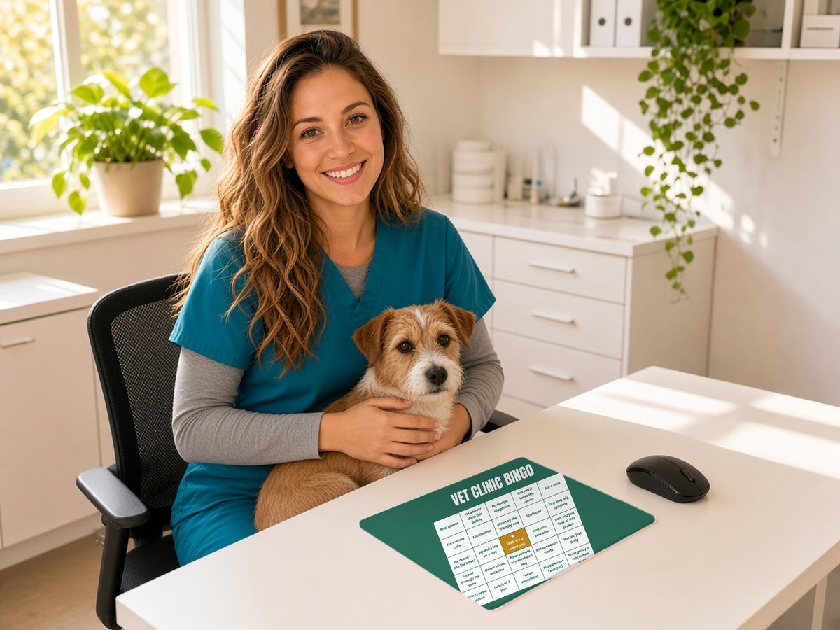 Vet Clinic Bingo Mouse Pad - Funny Vet Tech Gift, lifestyle photo 2