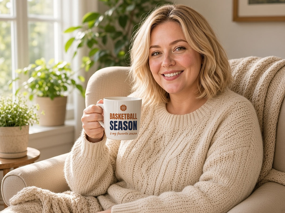 Basketball Season Is My Favorite Season Mug, Basketball Fan Coffee Mug, lifestyle photo