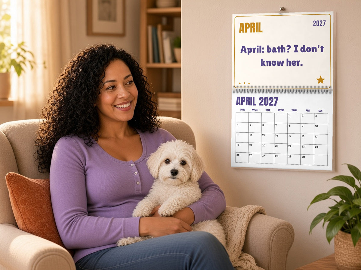 Funny Dog Wall Calendar 2027 - Please Excuse the Fur, lifestyle photo 2