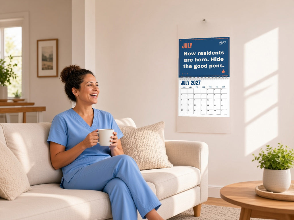 Funny Nurse Wall Calendar 2027 - 12 Months of 12-Hour Shifts, lifestyle photo 3