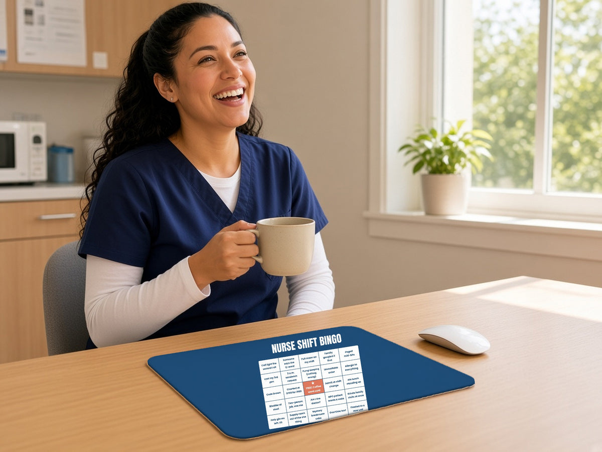 Nurse Shift Bingo Mouse Pad - Funny Nurse Gift, lifestyle photo 3