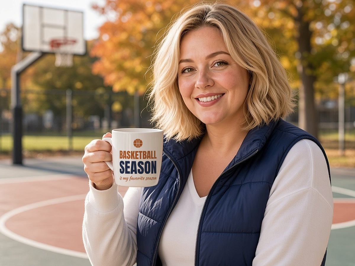 Basketball Season Is My Favorite Season Mug, Basketball Fan Coffee Mug, lifestyle photo