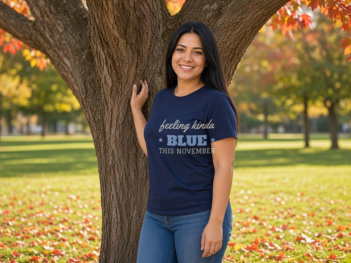 Feeling Kinda Blue This November T-Shirt, Democrat Voter Shirt, lifestyle photo, Navy