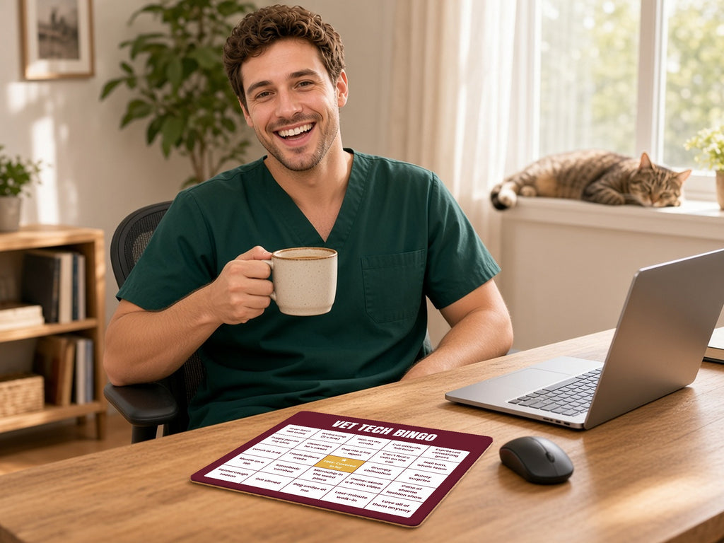 Vet Tech Bingo Mouse Pad, lifestyle photo 3