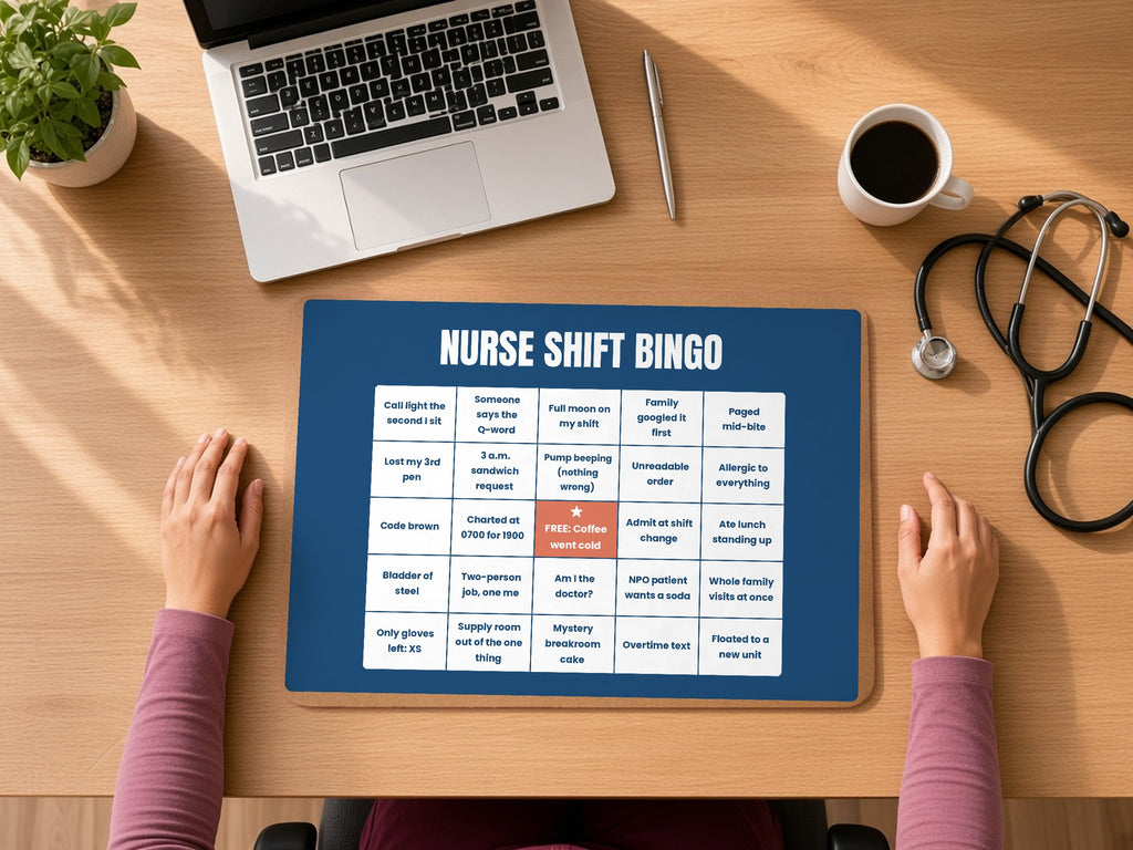 Nurse Shift Bingo Desk Mat - Funny Nurse Gift, lifestyle photo 3