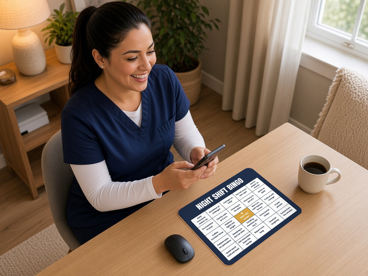 Night Shift Nurse Bingo Mouse Pad, lifestyle photo 3