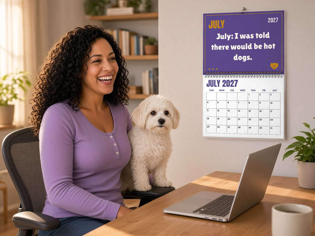 Funny Dog Wall Calendar 2027 - Please Excuse the Fur, lifestyle photo 3