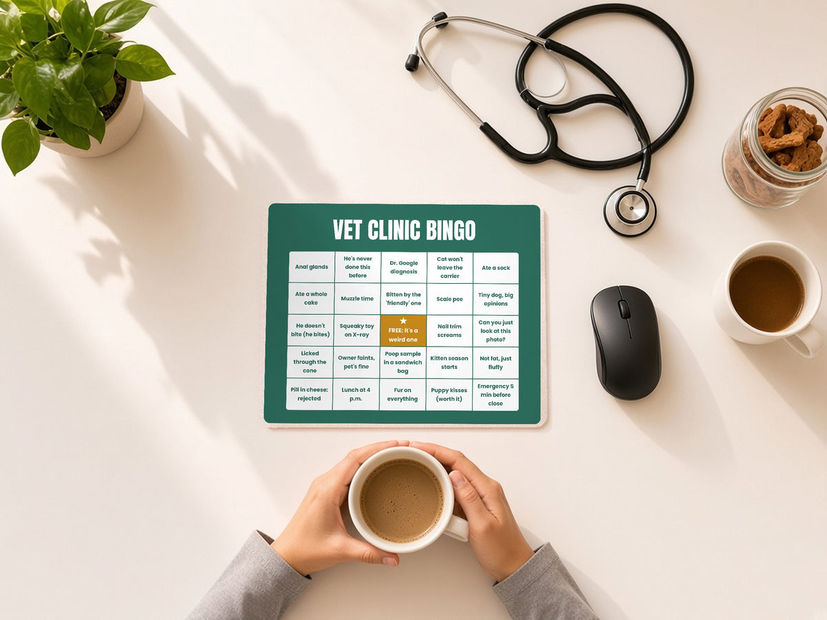Vet Clinic Bingo Mouse Pad - Funny Vet Tech Gift, lifestyle photo 3