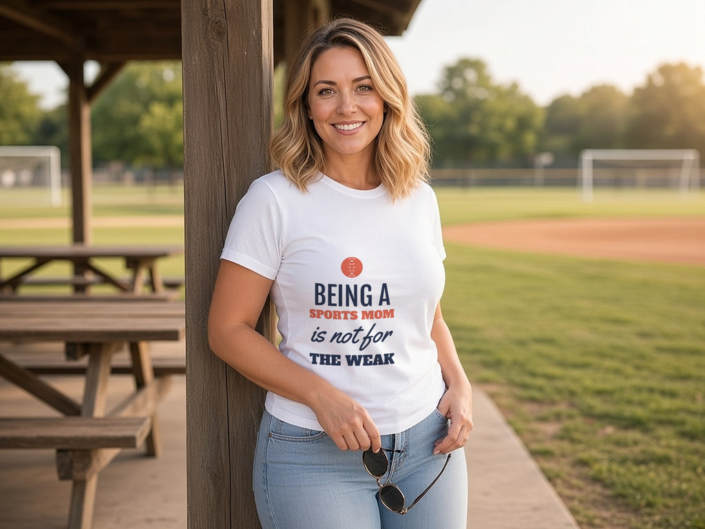 Being A Sports Mom Is Not For The Weak T-Shirt, Funny Sports Mom Shirt, lifestyle photo, White