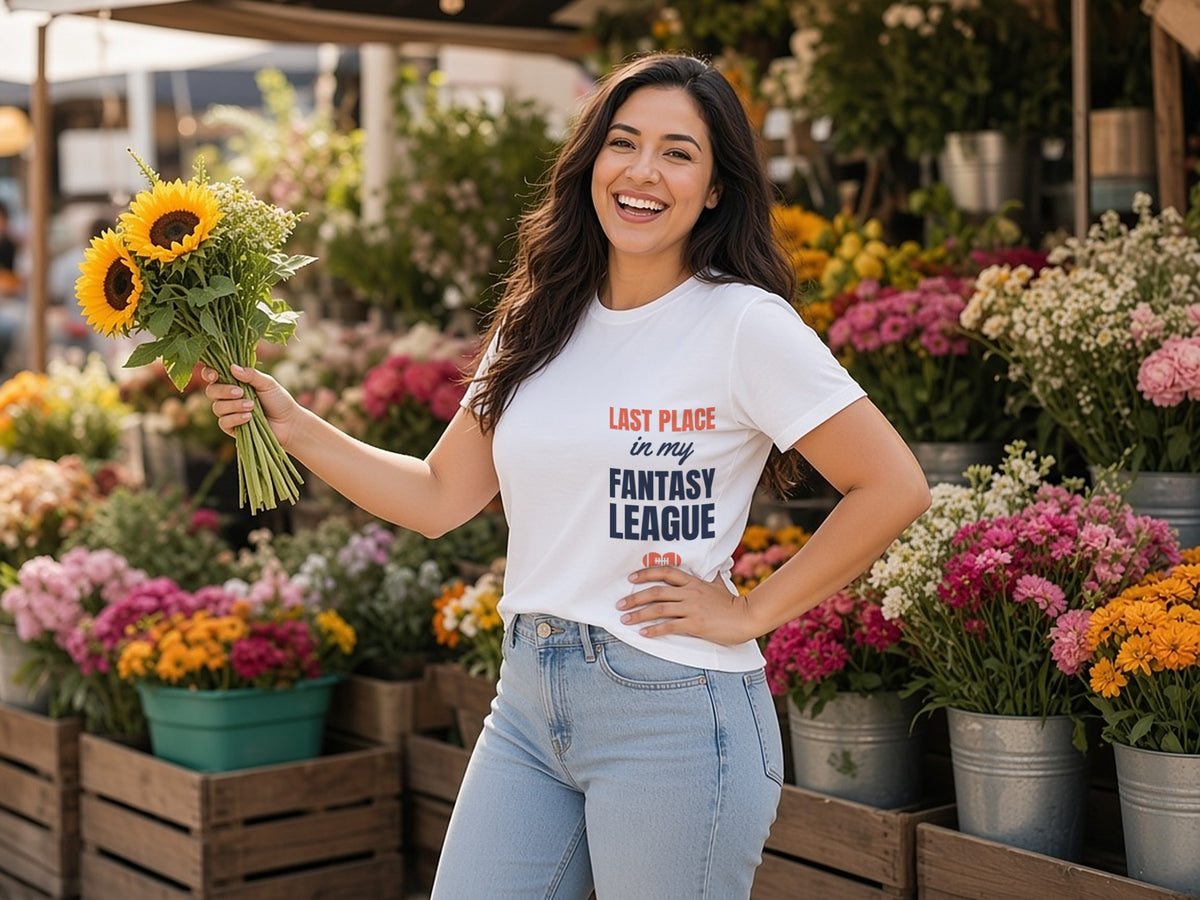 Last Place In My Fantasy League T-Shirt, Funny Fantasy Football Loser Shirt, lifestyle photo, White