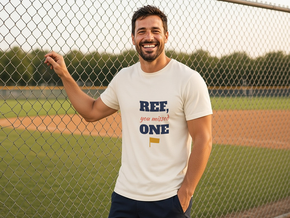 Ref, You Missed One T-Shirt, Funny Referee Shirt for Sports Fans, lifestyle photo, Soft Cream