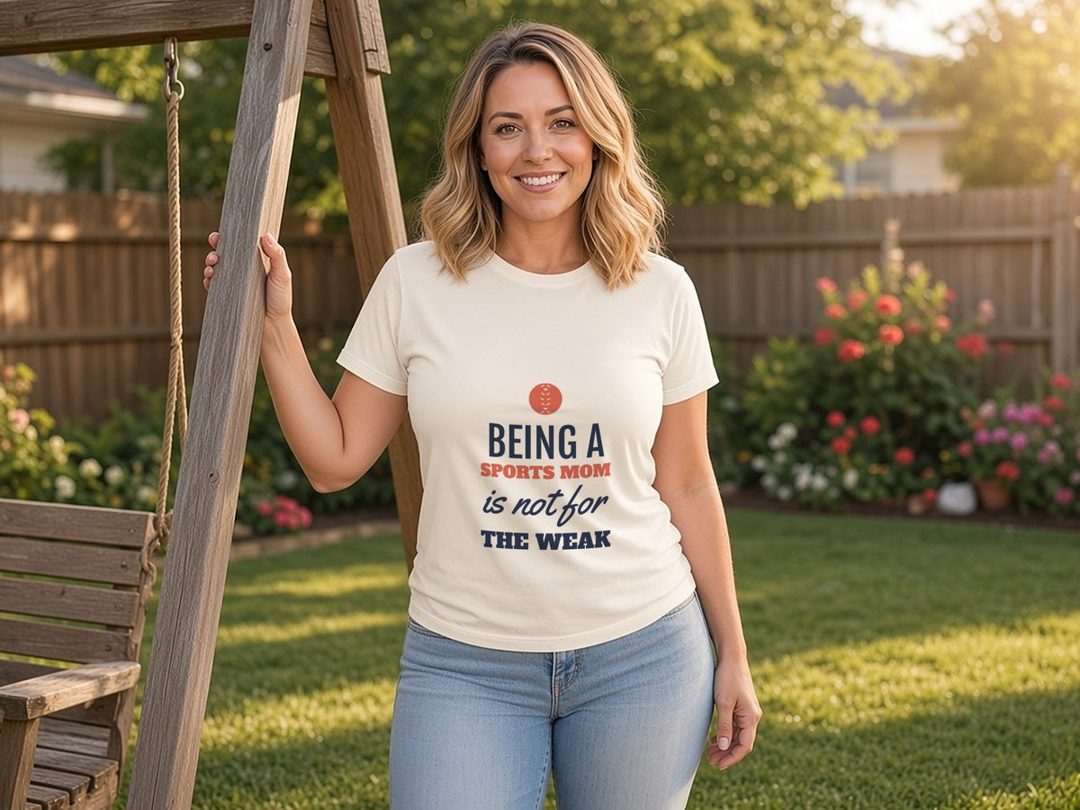 Being A Sports Mom Is Not For The Weak T-Shirt, Funny Sports Mom Shirt, lifestyle photo, Soft Cream