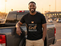 Parking Lot Grill Master T-Shirt, Funny Tailgate Shirt, lifestyle photo, Black